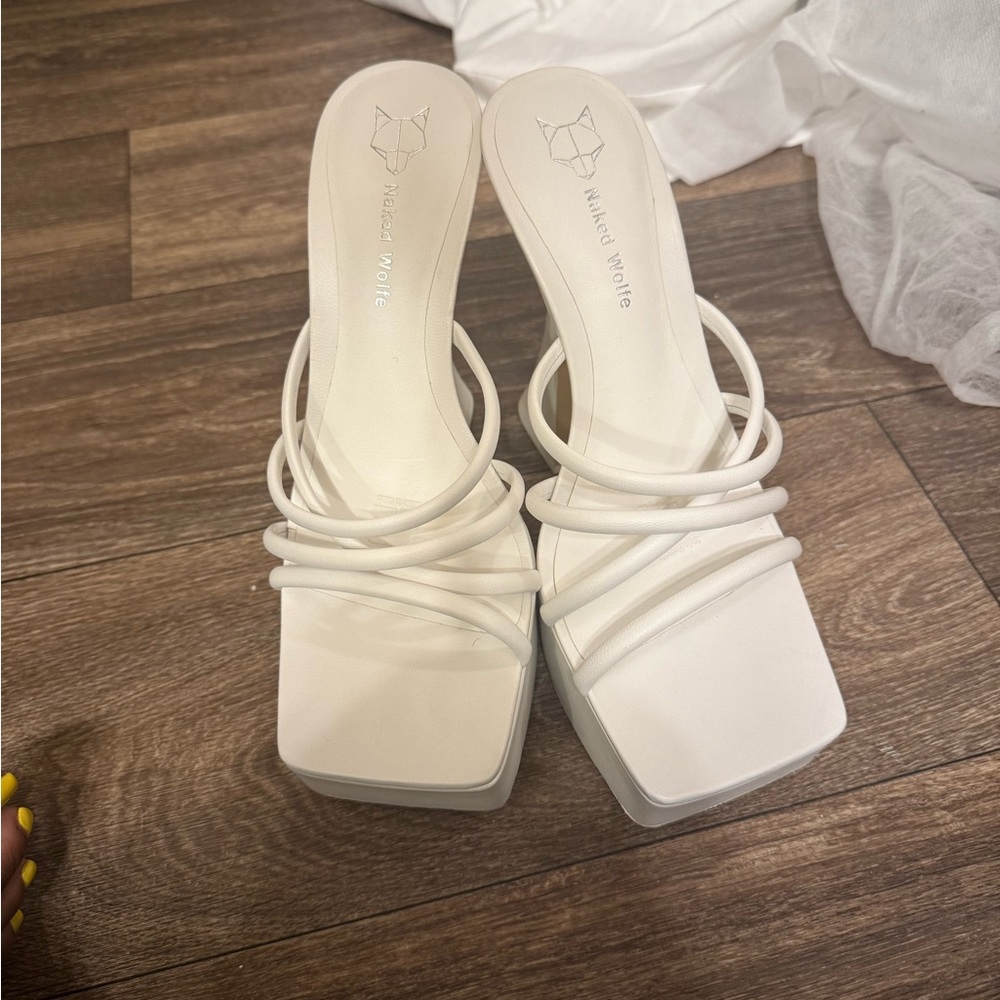 Naked Wolfe White Mules Sleek Modern Design